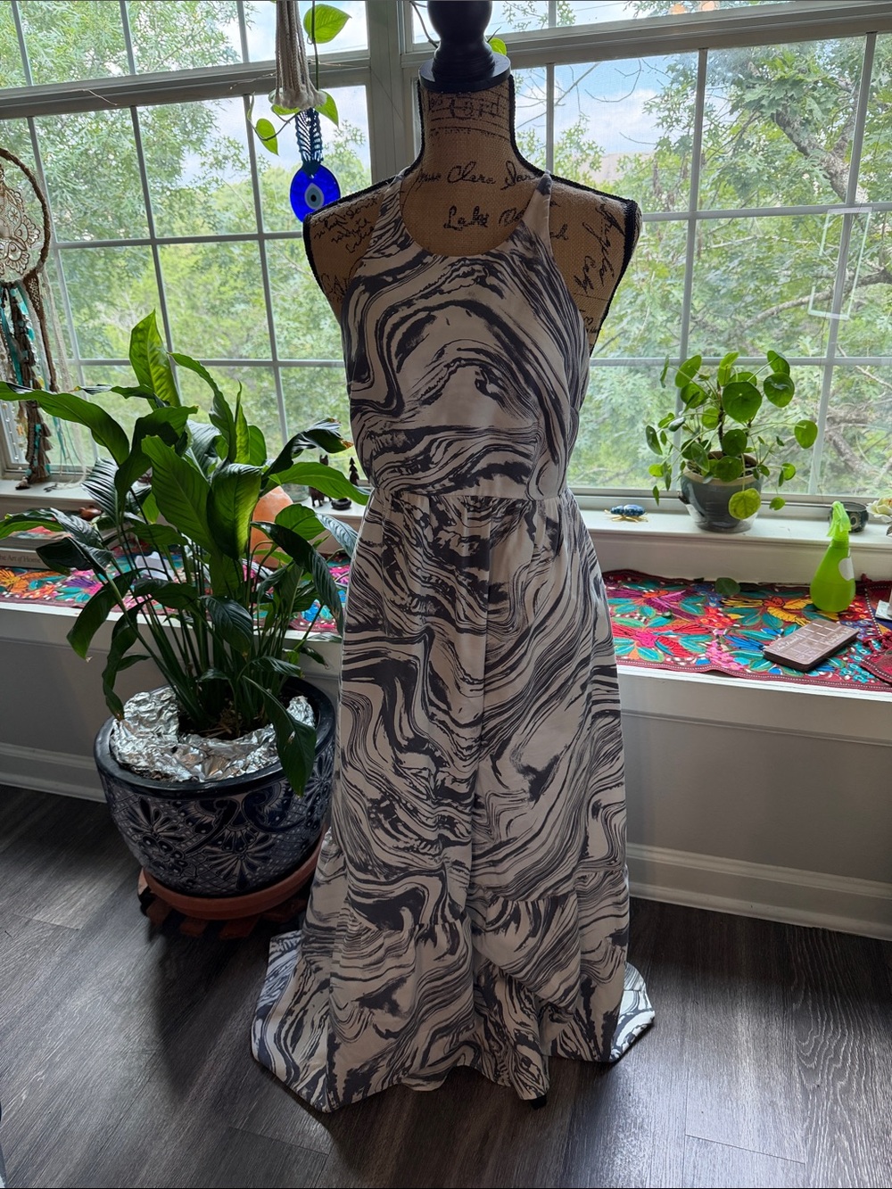 a new day Marble-Print Halter Maxi Dress - White & Black
